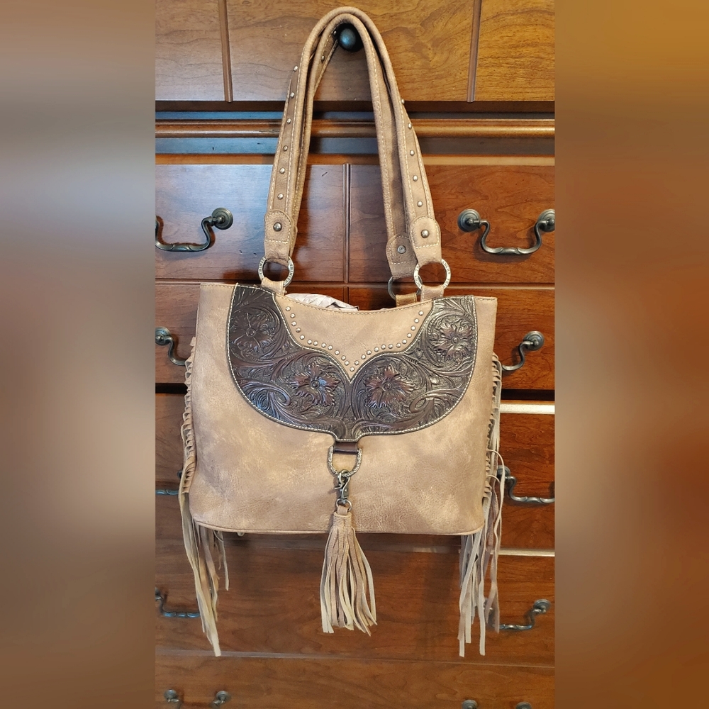 Western Fringe Tooled Leather Purse